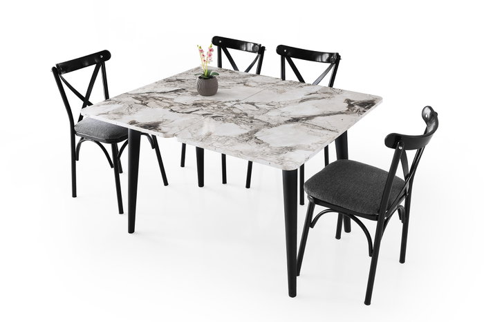 Hanah Home Dolunay - 1281 Mesa de comedor extensible mármol blanco Hanah Home Dolunay - 1281 Mesa de comedor extensible mármol blanco